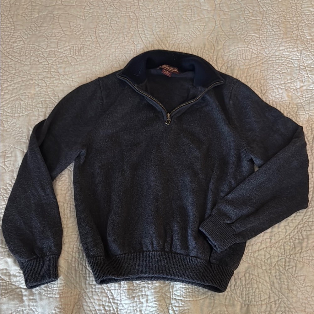 Brooks Brothers Charcoal Gray Quarter-Zip Sweater Size Medium Boys